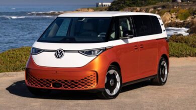 2022 Volkswagen ID. Buzz Cargo electric van front view in two-tone exterior design