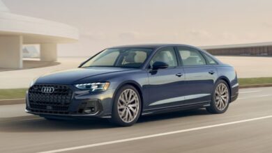 2026 Audi A8 side profile long wheelbase luxury car