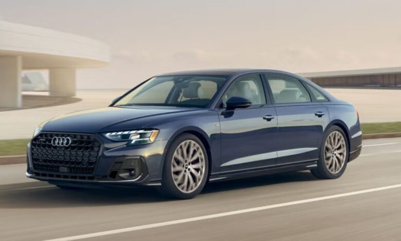 2026 Audi A8 side profile long wheelbase luxury car