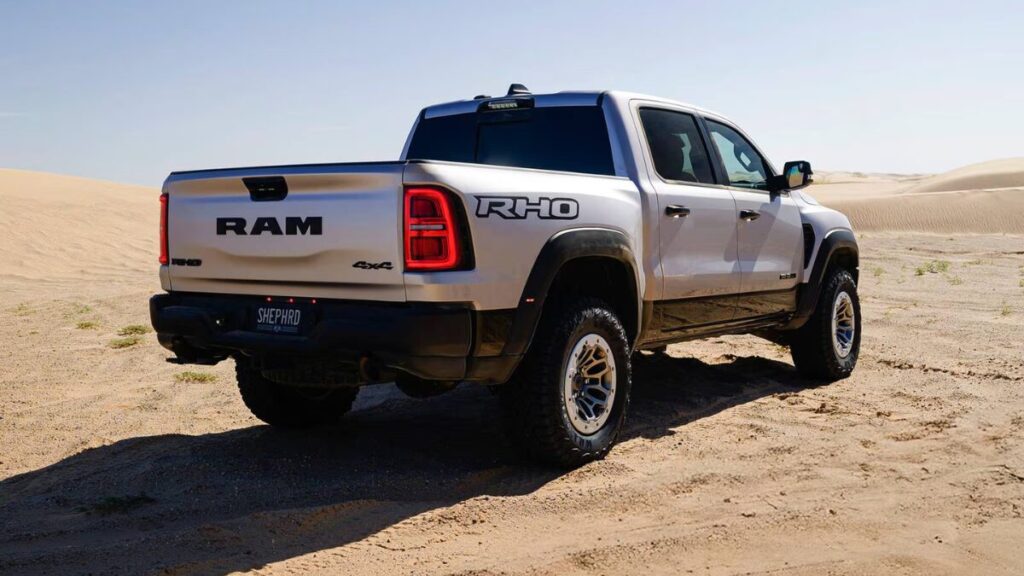 2026 Ram 1500 rear exterior view with modern tailgate design and full-size pickup styling