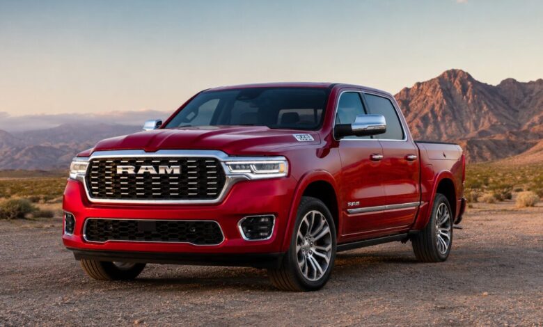 2026 Ram 1500 front exterior view showcasing bold grille design and premium full-size truck styling
