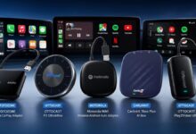 Best wireless CarPlay adapters and AI boxes for 2026 comparison featuring OTTOCAST, Carlinkit, Motorola, and Magic AI Box devices