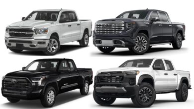 Best trucks for camper towing in 2026 parked in a mountain landscape