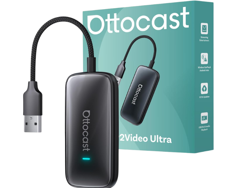 OTTOCAST Play2Video Ultra wireless CarPlay adapter and AI box for modern vehicles