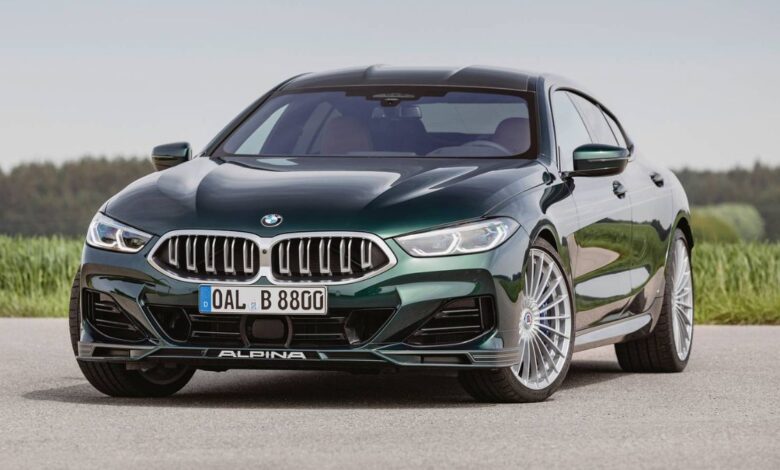 2023 BMW Alpina B8 Gran Coupe front view with signature Alpina styling and luxury grand touring design