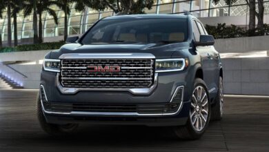 2023 GMC Acadia front three-quarter view showcasing premium SUV styling