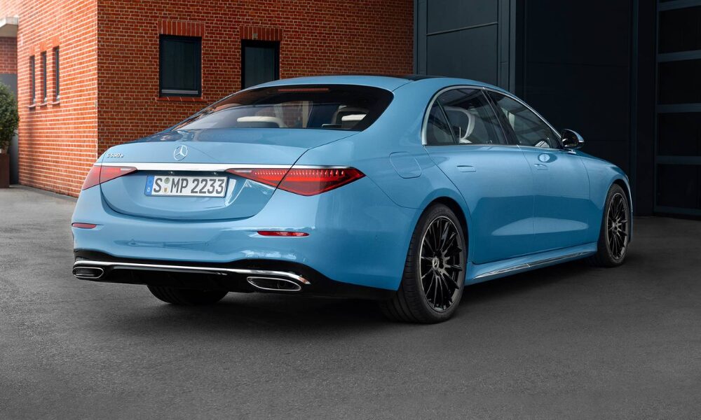 2023 Mercedes-Benz S-Class rear view with LED taillights and premium luxury styling
