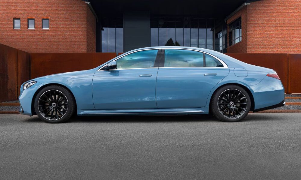 2023 Mercedes-Benz S-Class rear view with LED taillights and premium luxury styling