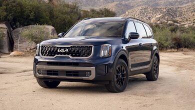 2023 Kia Telluride front view with updated grille and LED lighting