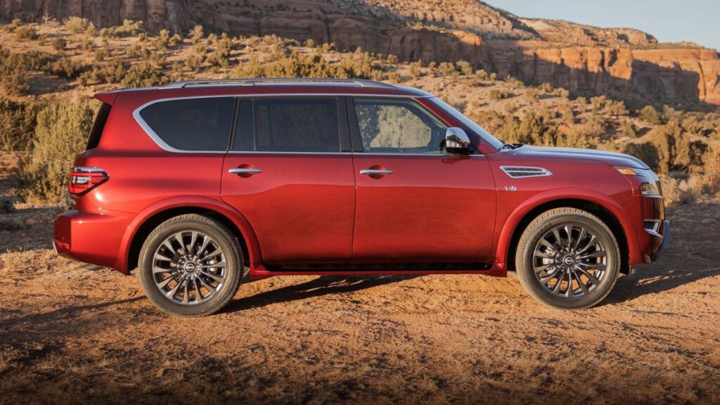 2023 Nissan Armada side profile displaying full-size SUV proportions