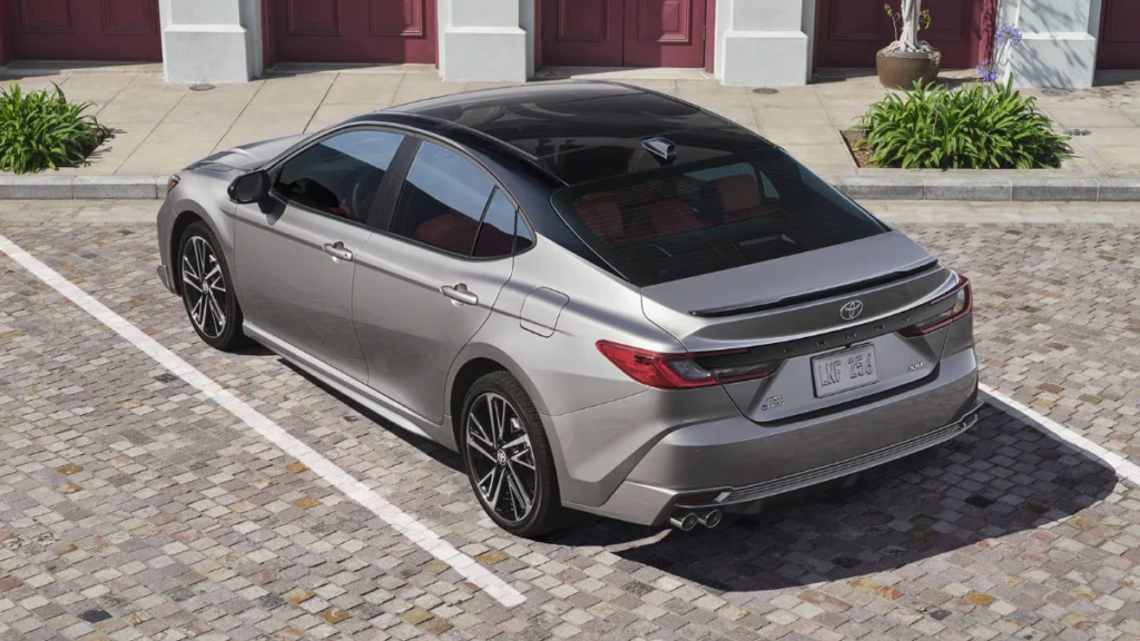 2026 Toyota Camry viewed from the rear showing the taillights and trunk design