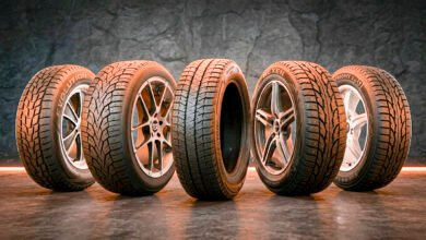 Winter tires with deep tread designed for snow and icy road conditions